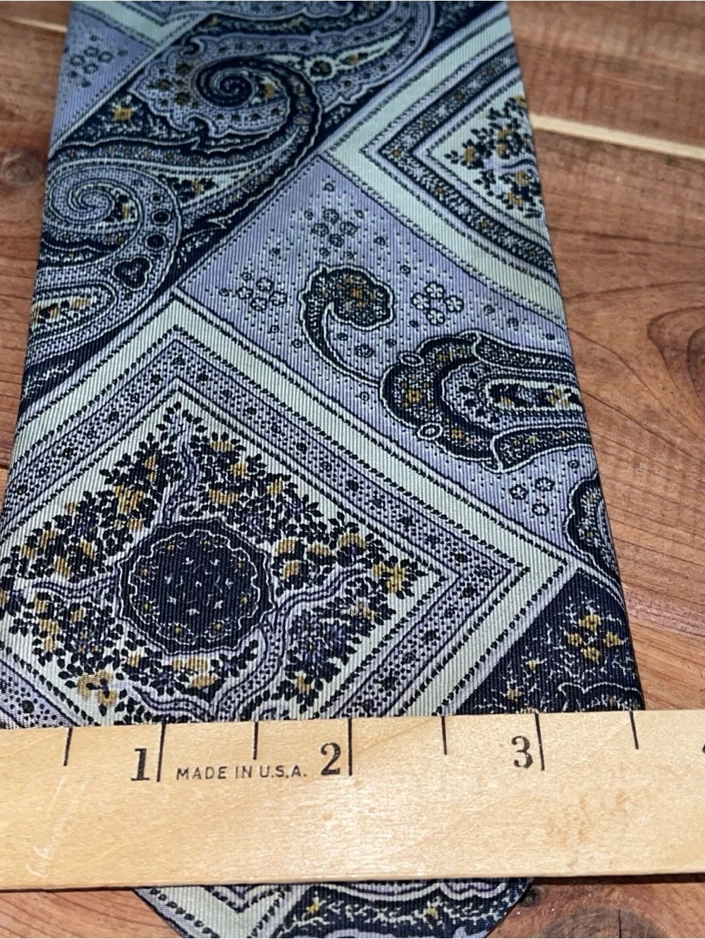 VTG Pierre Balmain Paris 100% Italian Silk Tie Gray Paisley Geometric
